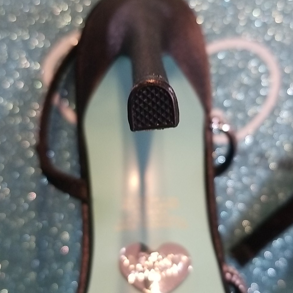 Betsey Johnson Blue Jessa Brown Satin Rhinestone Stiletto Sandals Square Toe 7.5 - Picture 5 of 12